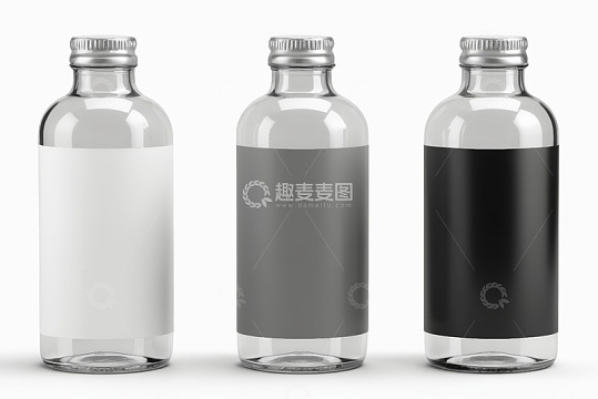 透明玻璃瓶标签设计展示
