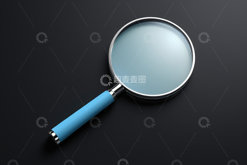 高清大图下载【趣麦麦图】黑色背景上的蓝色手柄放大镜