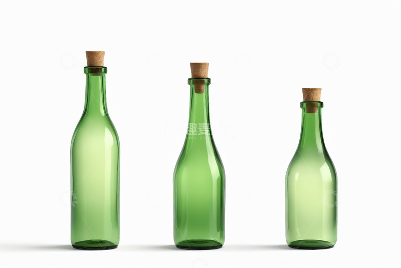 高清大图下载【趣麦麦图】三个绿色玻璃瓶素材