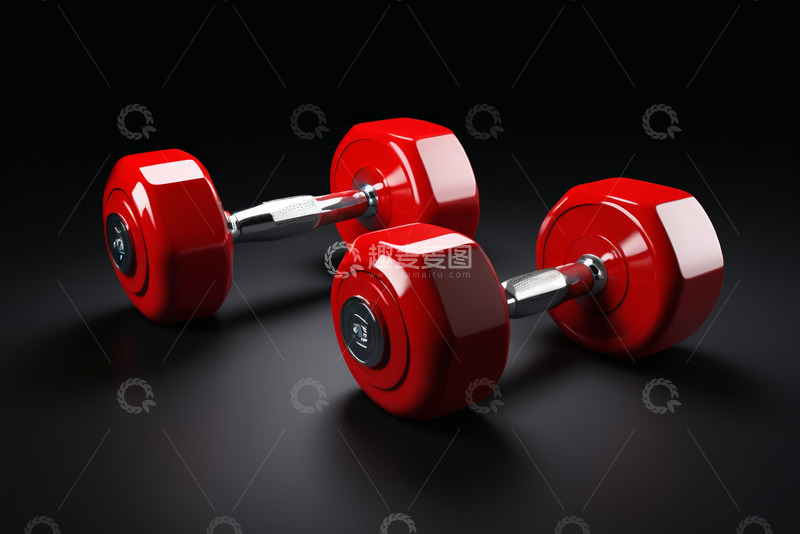 高清大图下载【趣麦麦图】红色哑铃健身器材特写