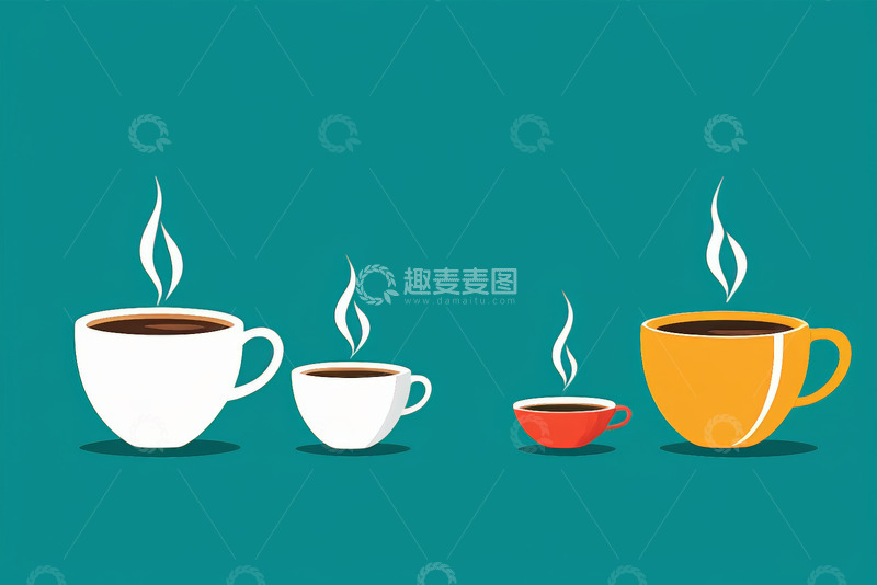 高清大图下载【趣麦麦图】不同尺寸咖啡杯插画