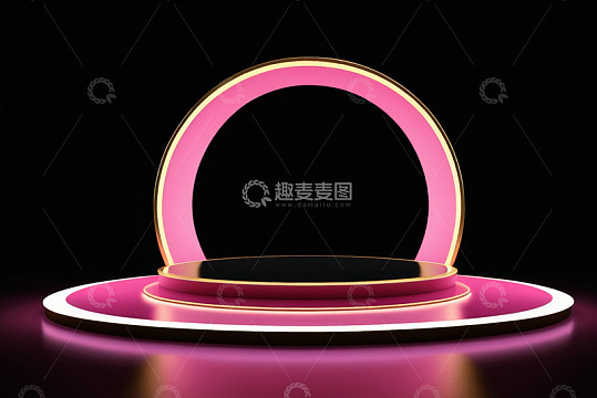 粉色发光舞台展示台
