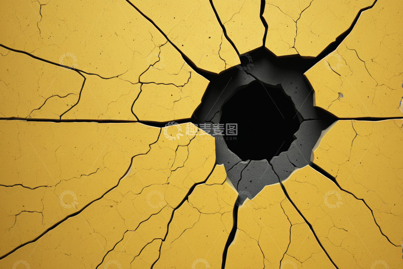 高清大图下载【趣麦麦图】黄色背景表面破裂孔洞