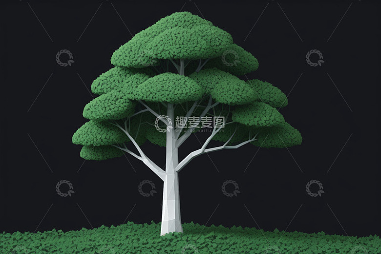 3D渲染绿色树木素材