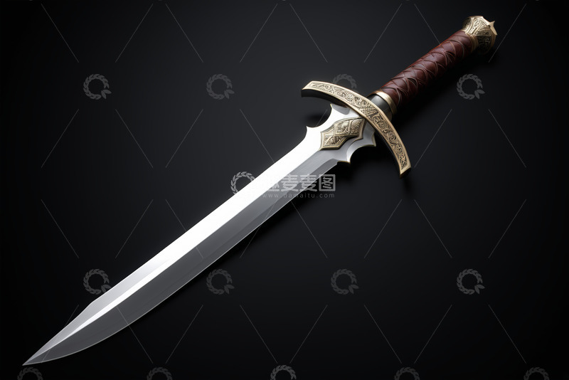高清大图下载【趣麦麦图】黑色背景下的装饰宝剑
