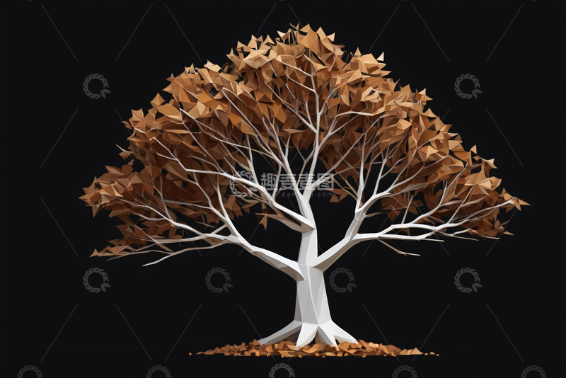 高清大图下载【趣麦麦图】低多边形风格树木素材