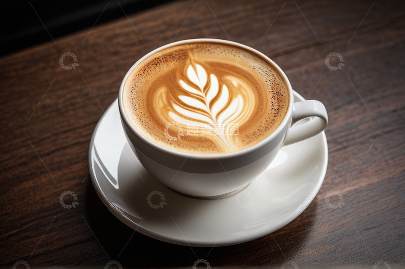 高清大图下载【趣麦麦图】木桌上的拉花咖啡