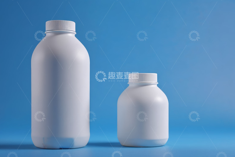 高清大图下载【趣麦麦图】蓝色背景下的白色瓶子展示