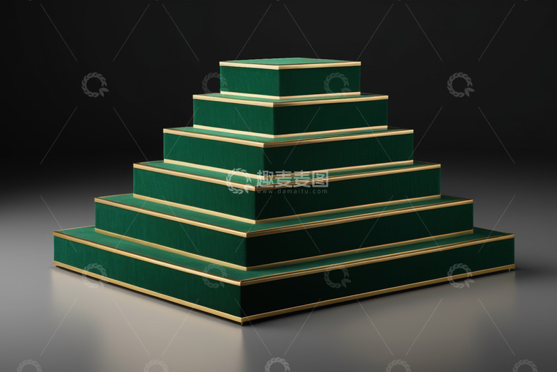 高清大图下载【趣麦麦图】绿色多层展示台模型