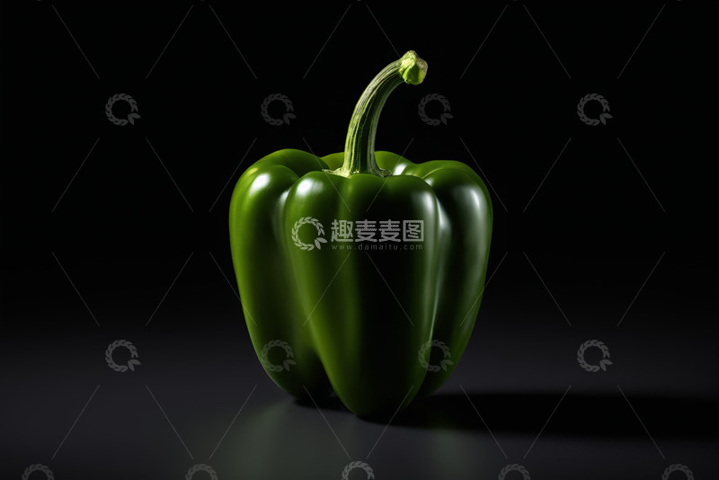 高清大图下载【趣麦麦图】-黑底特写绿色甜椒