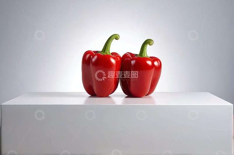 高清大图下载【趣麦麦图】白色台面上的两颗红甜椒