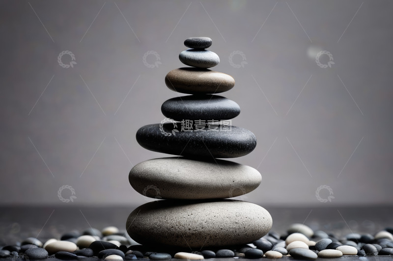 高清大图下载【趣麦麦图】堆叠平衡的石头静物