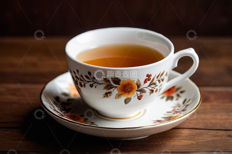 高清大图下载【趣麦麦图】带花纹茶杯中的热茶