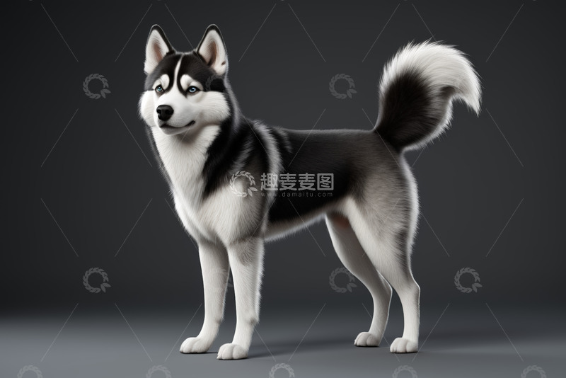 高清大图下载【趣麦麦图】站立的哈士奇宠物素材