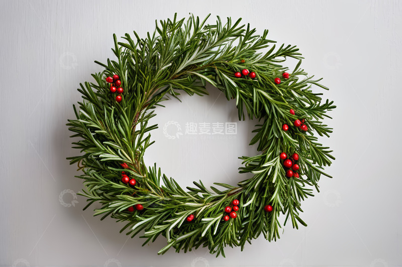 高清大图下载【趣麦麦图】圣诞装饰花环特写