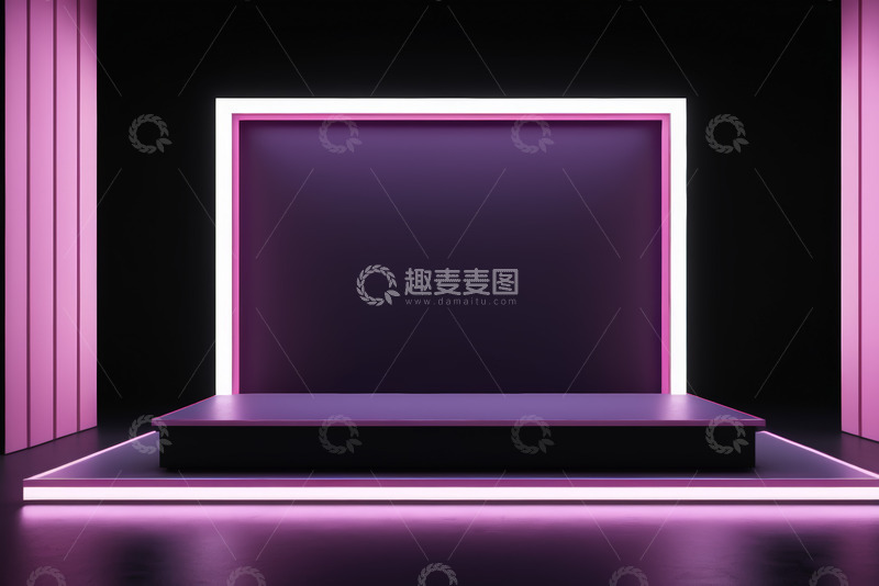 高清大图下载【趣麦麦图】紫色霓虹舞台展示平台