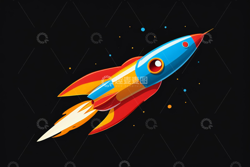 高清大图下载【趣麦麦图】卡通火箭飞行插画
