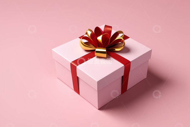 高清大图下载【趣麦麦图】粉色背景上的礼品盒