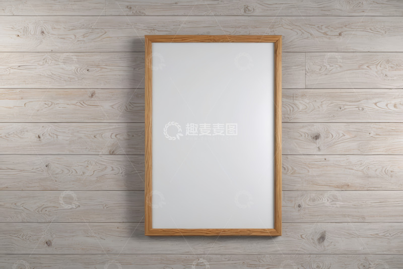 高清大图下载【趣麦麦图】木质墙壁上的空白相框