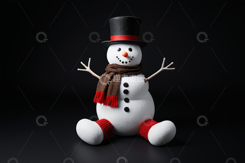 高清大图下载【趣麦麦图】坐着的雪人装饰摆件