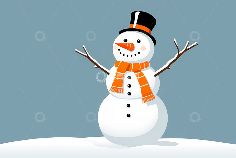 高清大图下载【趣麦麦图】戴帽围巾雪人形象插画