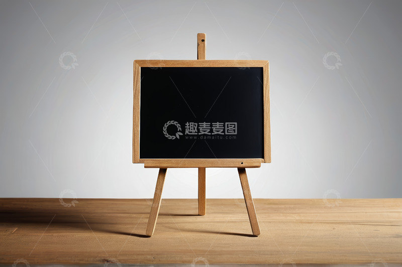 高清大图下载【趣麦麦图】木质画架上的黑色画板