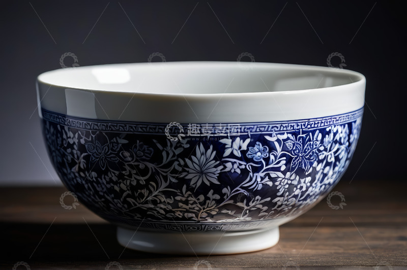 高清大图下载【趣麦麦图】青花瓷碗特写