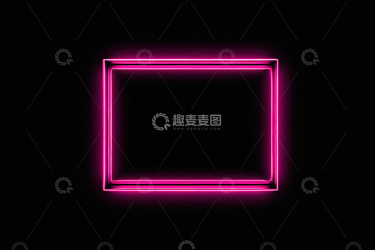 黑色背景粉色霓虹发光方框