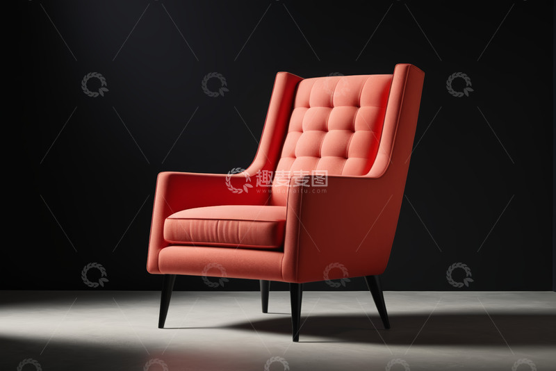 高清大图下载【趣麦麦图】现代红色舒适单人沙发