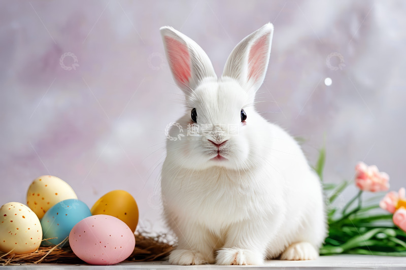 高清大图下载【趣麦麦图】复活节白兔与彩蛋特写