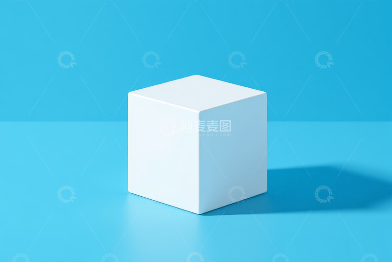 高清大图下载【趣麦麦图】蓝色背景白色立方体