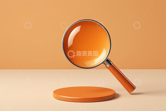 橙色背景上的放大镜素材