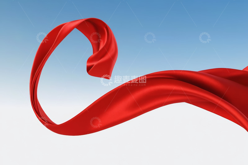 高清大图下载【趣麦麦图】飘飞的红色绸带
