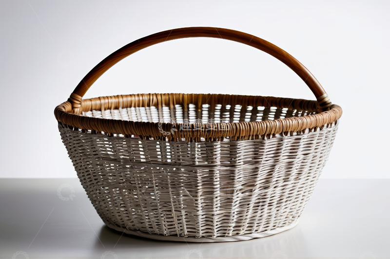 高清大图下载【趣麦麦图】白色编织篮配木质提手