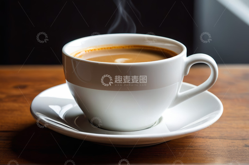 高清大图下载【趣麦麦图】木桌上的热咖啡杯特写