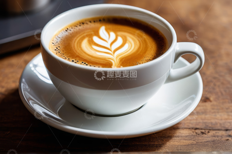 高清大图下载【趣麦麦图】白色杯装拉花咖啡特写