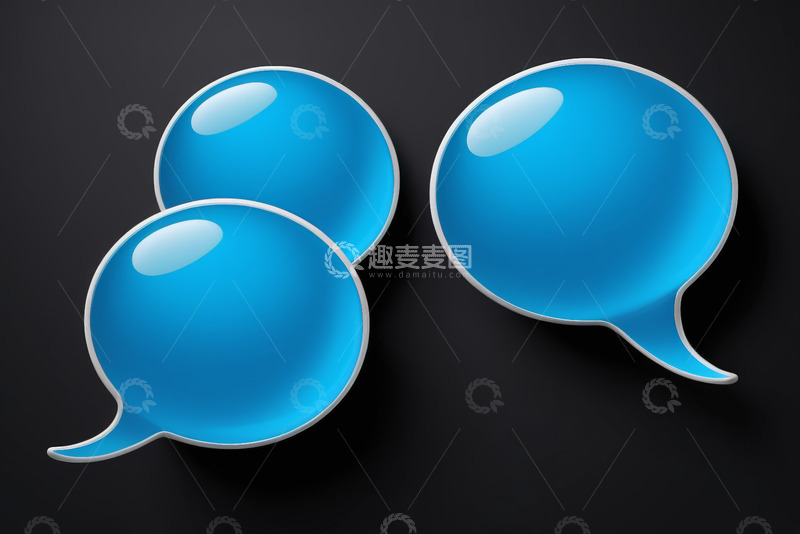 高清大图下载【趣麦麦图】蓝色对话气泡素材