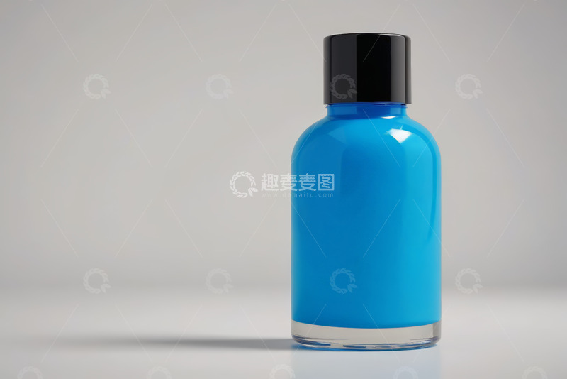 高清大图下载【趣麦麦图】蓝色化妆品瓶子特写