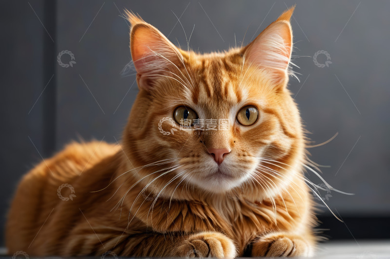 高清大图下载【趣麦麦图】橘色猫咪趴卧特写