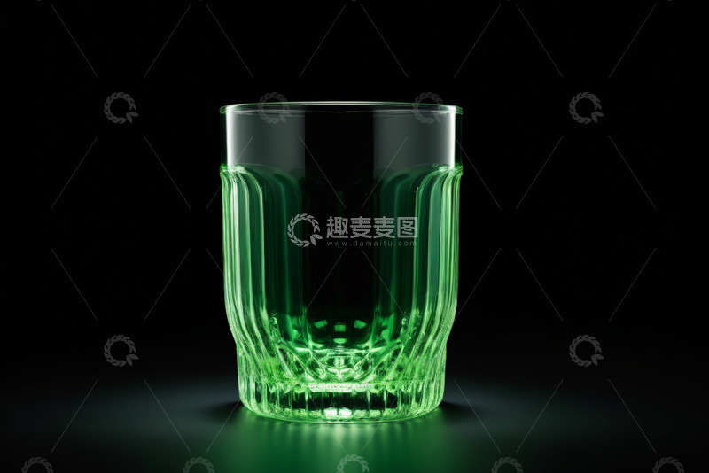 高清大图下载【趣麦麦图】绿色液体玻璃水杯特写