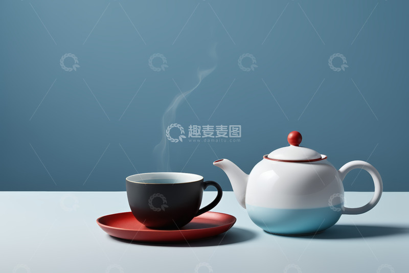 高清大图下载【趣麦麦图】茶壶与茶杯静物素材