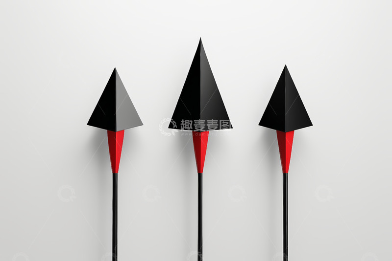 高清大图下载【趣麦麦图】三支黑红配色箭头排列