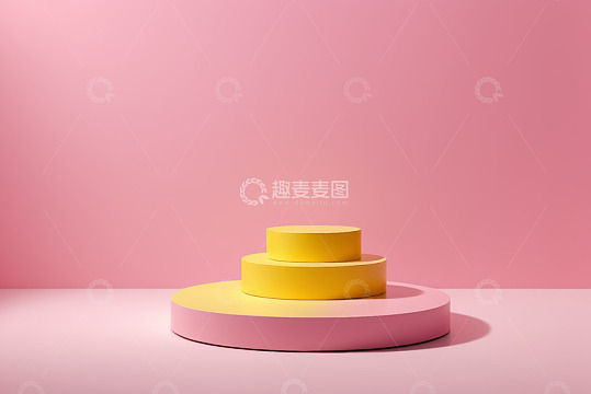 粉色背景黄色圆形展示台