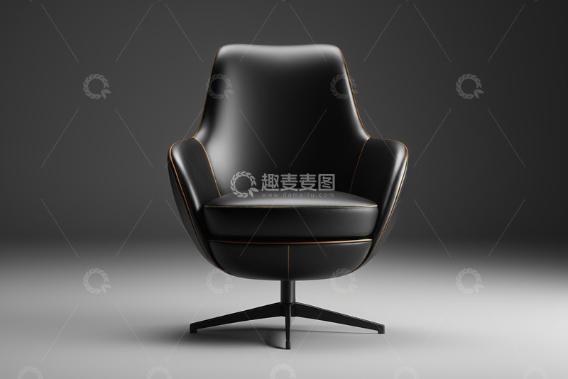 高清大图下载【趣麦麦图】现代设计黑色皮质扶手椅