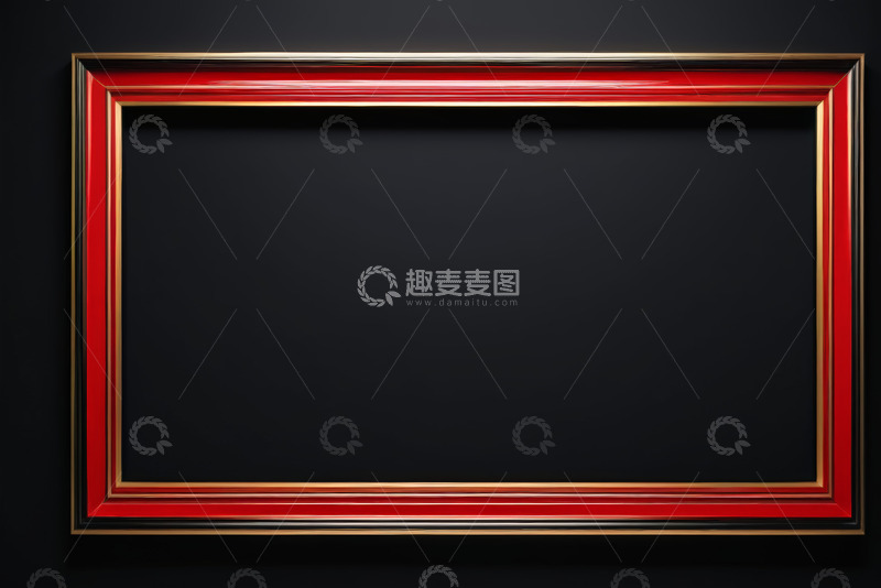 高清大图下载【趣麦麦图】黑色背景上的红色金色边框框架