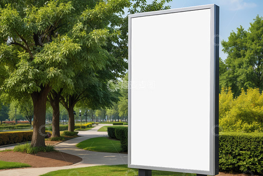 公园内空白户外广告牌