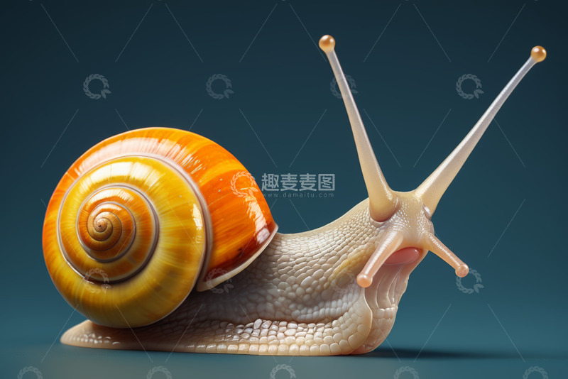 高清大图下载【趣麦麦图】橙色贝壳蜗牛特写