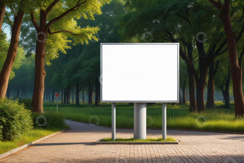 高清大图下载【趣麦麦图】公园中空白广告牌