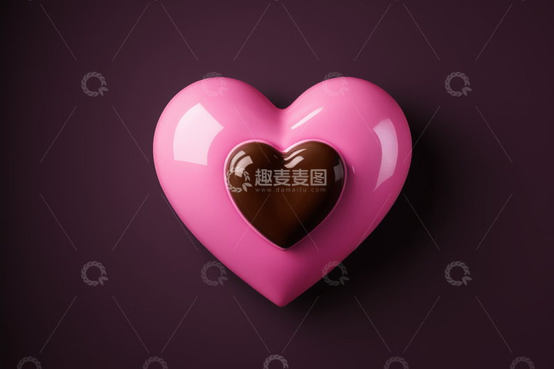 高清大图下载【趣麦麦图】粉色心形物体内的巧克力心