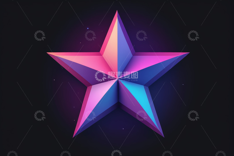 高清大图下载【趣麦麦图】立体五角星发光设计素材